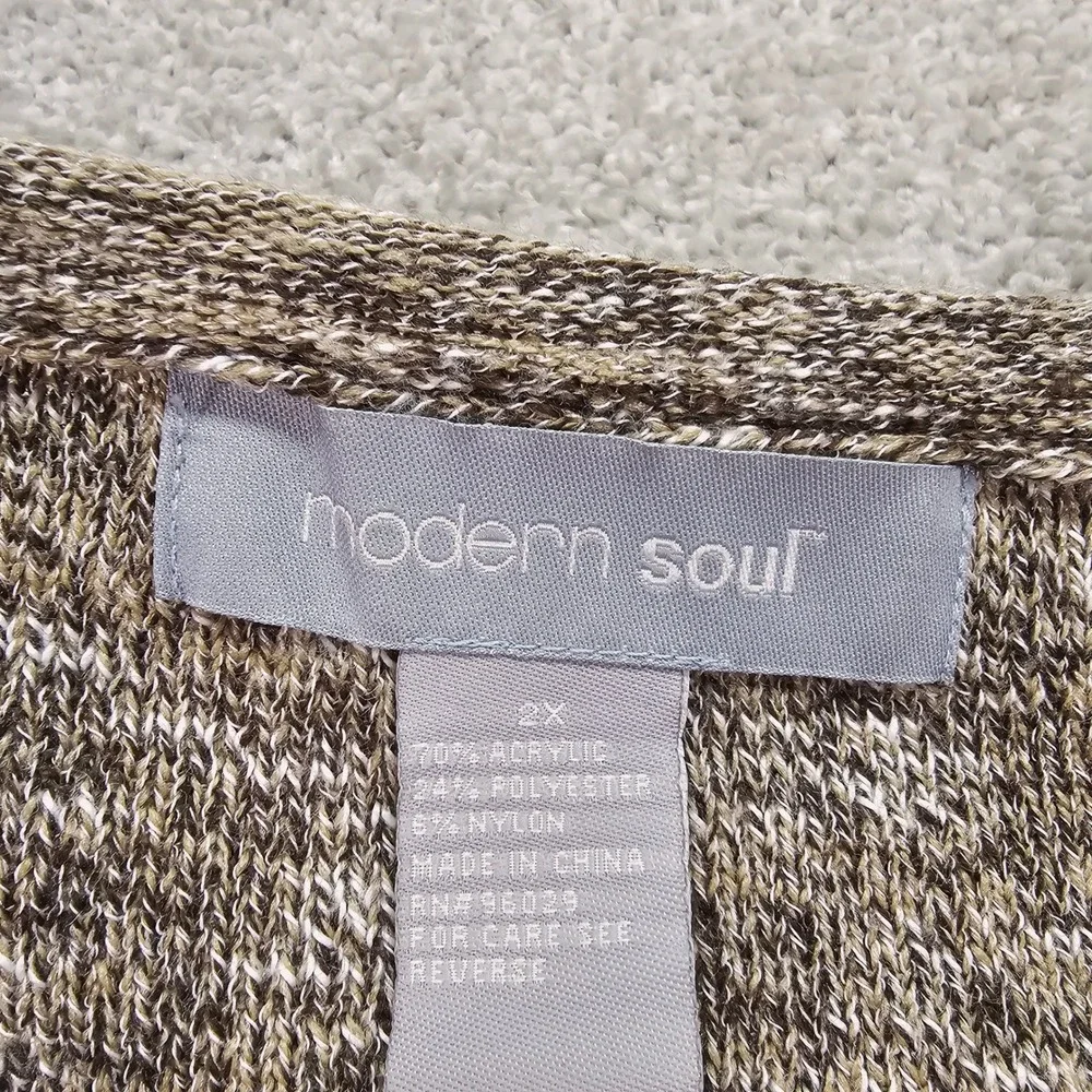 Modern Soul Women's 2X Marled Knit Sweater 3/4 Sleeve‎ Tunic Top NWOT